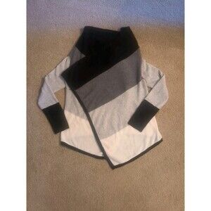 Charter Club 100% Cashmere Cardigan LG Color block Neutrals Scarf Hem.